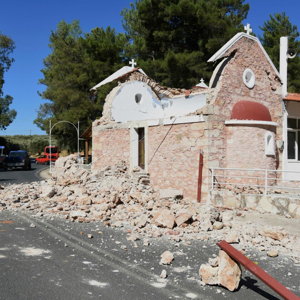 KRAFTIG: Jordskjelvet på Kreta var kraftig nok til å ødelegge steinbygninger. Jordskjelv
