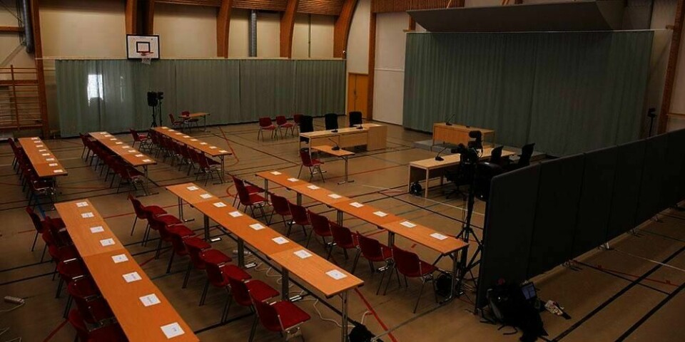 FENGSEL: Denne gymssalen i Skien fengsel er gjort om til rettssal. Her skal Anders Behring Breivik møte staten.
