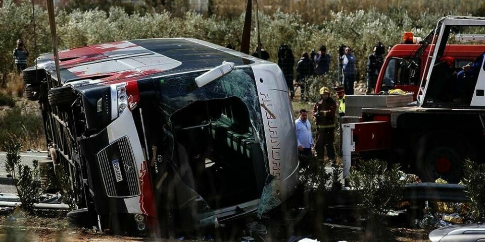 ULYKKE: En buss kolliderte i Spania søndag. 13 personer døde.