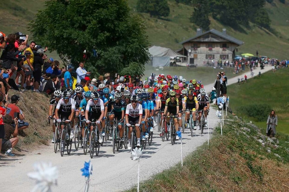 TISSEPAUSE: Det er ikke alltid like lett å finne et bra sted å tisse for dem som sykler Tour de France. Det er masse folk langs veien. I tillegg klarer de fleste syklistene bare å tisse til høyre.