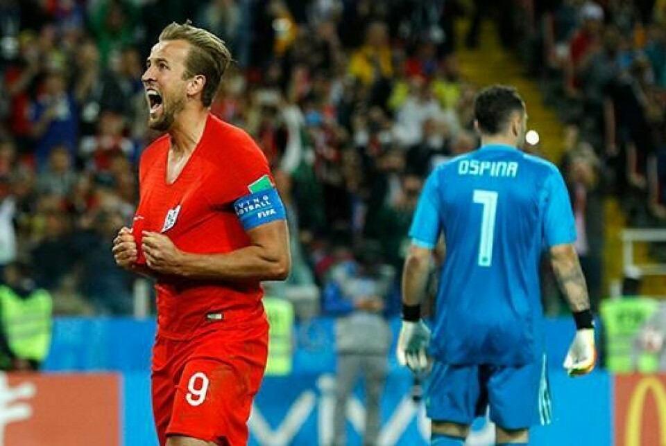 VINNERE: Englands fotballspiller Harry Kane scoret mål i kampen mot Colombia.