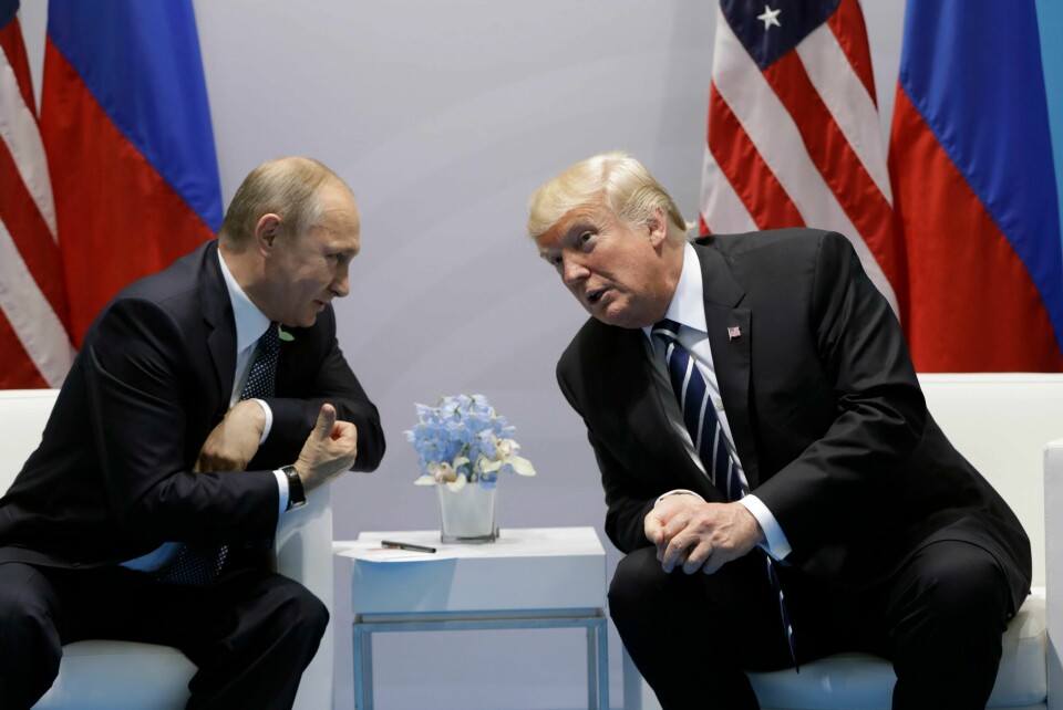 MØTET: I dag møtes Donald Trump og president Vladimir Putin i Helsingfors. Dette bildet ble tatt på G20-møtet i Hamburg i fjor.