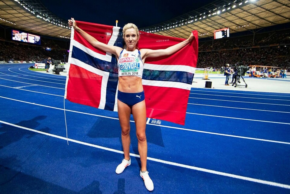 GLAD: Karoline Bjerkeli Grøvdal klarte bronse i EM. Hun løp 3.000 meter hekk.