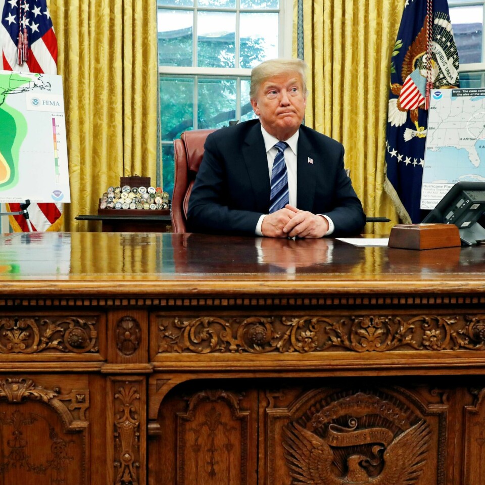 ORKAN: President Donald Trump snakker om hvordan USA skal takle orkanen Florence.