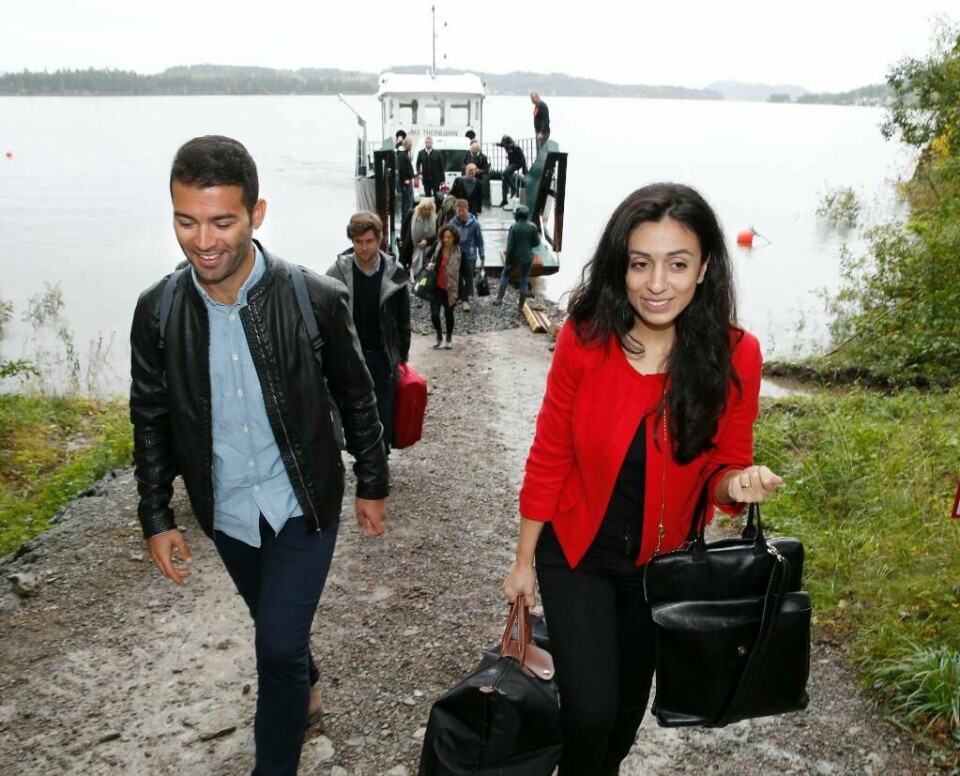 POPULÆRE: Ap er populære blant innvandrere. Mani Hussaini er leder for ungdoms-partiet AUF. Hadia Tajik er nestleder i Ap. Her kommer de til Aps landsstyremøte på Utøya i Buskerud.