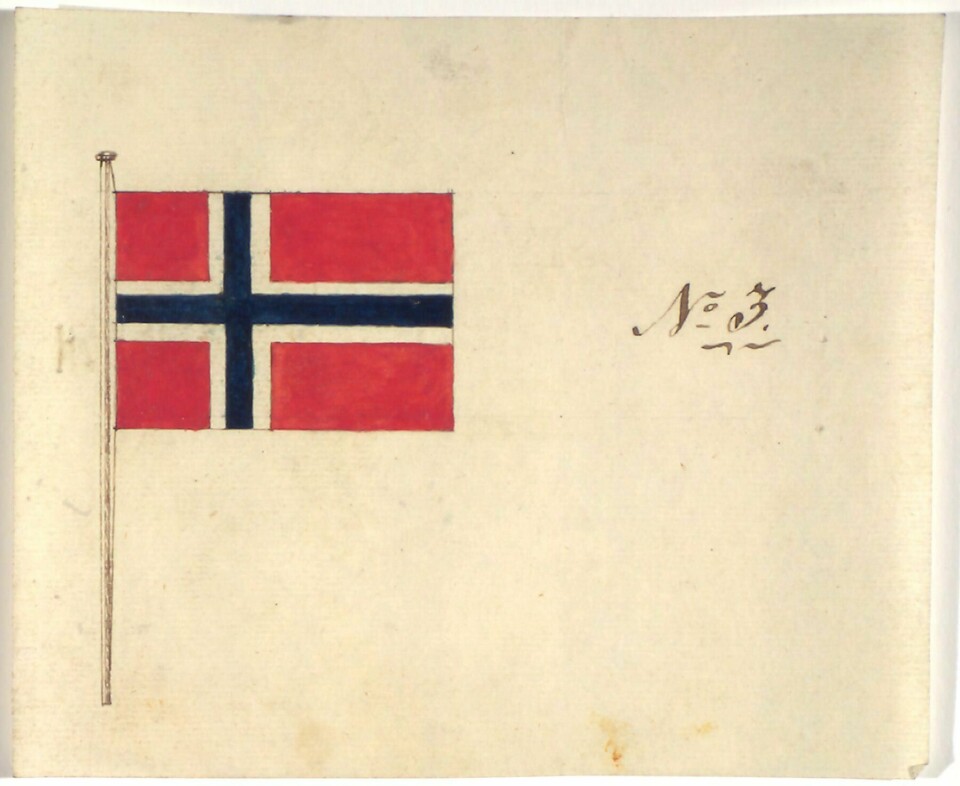 SKISSE: Politikeren Frederik Meltzer tegnet den første skissen av det norske flagget i 1821.