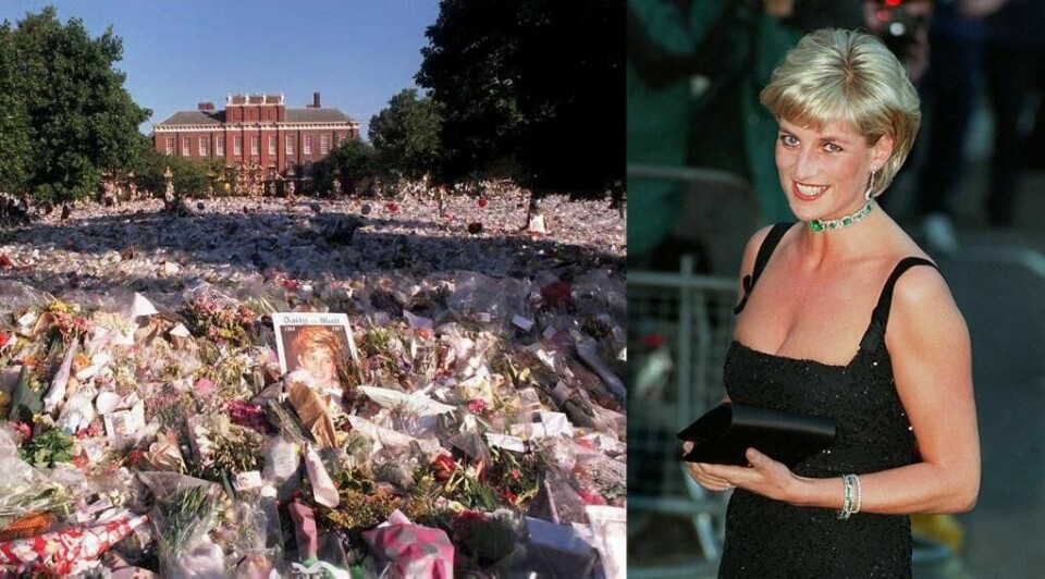 SORG: Folk sørget da prinsesse Diana døde. Nå kommer filmen som viser sorgen.
