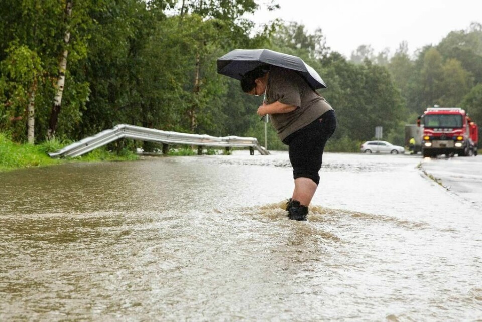 FLOM: Det kan bli flom flere steder i Norge. Bildet er fra Røyken i Buskerud i 2015.