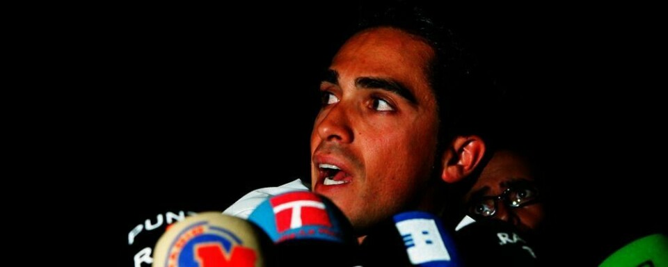 TATT FOR DOPING: Syklisten Alberto Contador hevder at han ikke har tatt doping. Spanjolen avla positiv dopingprøve under årets Tour de France (Frankrike rundt).
