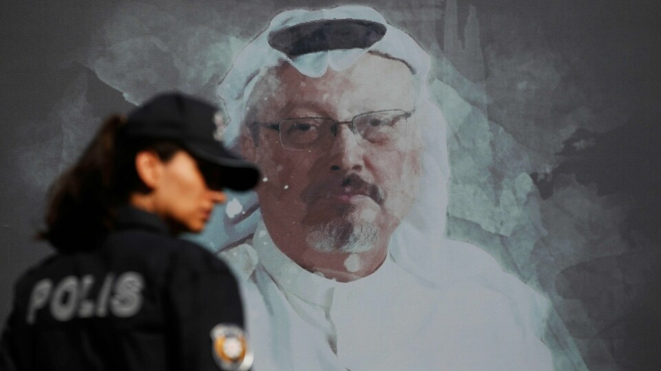 DREPT: Saudiarabiske Jamal Khashoggi ble drept. Her har noen malt et bilde av ham på veggen i Tyrkia.