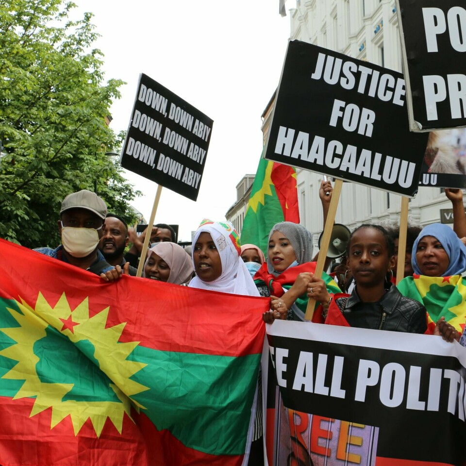 DEMONSTRASJON: Tirsdag gikk norsk-oromoere i tog i Oslo. De demonstrerer mot drap i hjemlandet Etiopia.