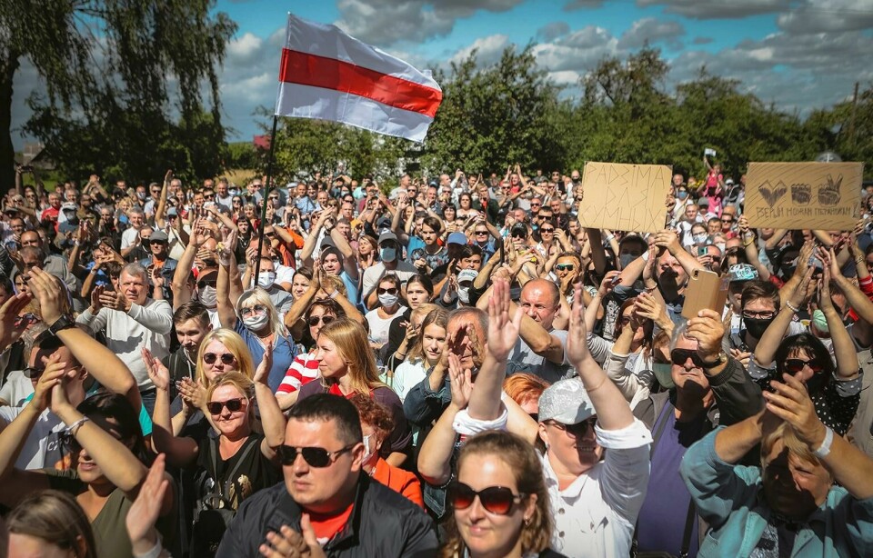 Belarusians attend a meeting in support of Svetlana Tikhanovskaya, candidate for the presidential elections, in Hlybokaje, Belarus, Friday, July 24, 2020. On Friday, 3,000 people turned out at an opposition gathering in Novopolotsk, north of the Belarusian capital. And in the town of Hlybokaje, which has a population of 18,000, more than 1,000 attended Tilkhanovskaya's campaign rally. The presidential election in Belarus is scheduled for August 9, 2020. (AP Photo) Belarusians attend a meeting in support of Svetlana Tikhanovskaya, candidate for the presidential elections, in Hlybokaje, Belarus, Friday, July 24, 2020. On Friday, 3,000 people turned out at an opposition gathering in Novopolotsk, north of the Belarusian capital. And in the town of Hlybokaje, which has a population of 18,000, more than 1,000 attended Tilkhanovskaya's campaign rally. The presidential election in Belarus is scheduled for August 9, 2020. (AP Photo)
