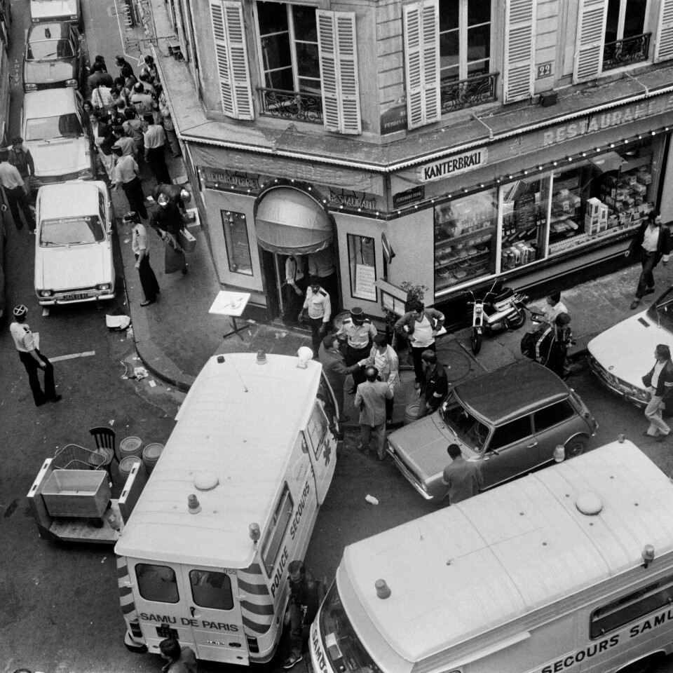 TERROR: Den jødiske restauranten Goldenberg ble utsatt for terror i 1982. Seks personer ble drept. Nå er en nordmann pågrepet i Skien. Fransk politi mener han kan ha vært involvert i terroren.