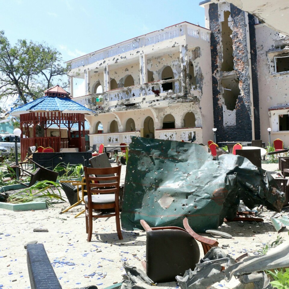 ANGREP: Minst 26 personer ble drept i en angrep mot et hotell. Det skjedde i Somalia 13. juli. Nå vurderer UDI å ta tilbake oppholds-tillatelse til somaliere.
