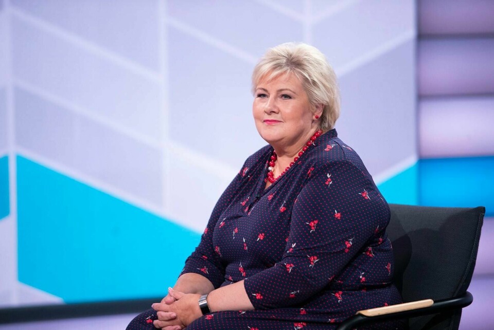 TAUS: Statsminister Erna Solberg var med i en debatt på kanalen NRK onsdag. Etterpå snakket hun med Venstre og Kristelig Folkeparti om bompenger. Fremskrittspartiet ville ikke være med på det møtet.