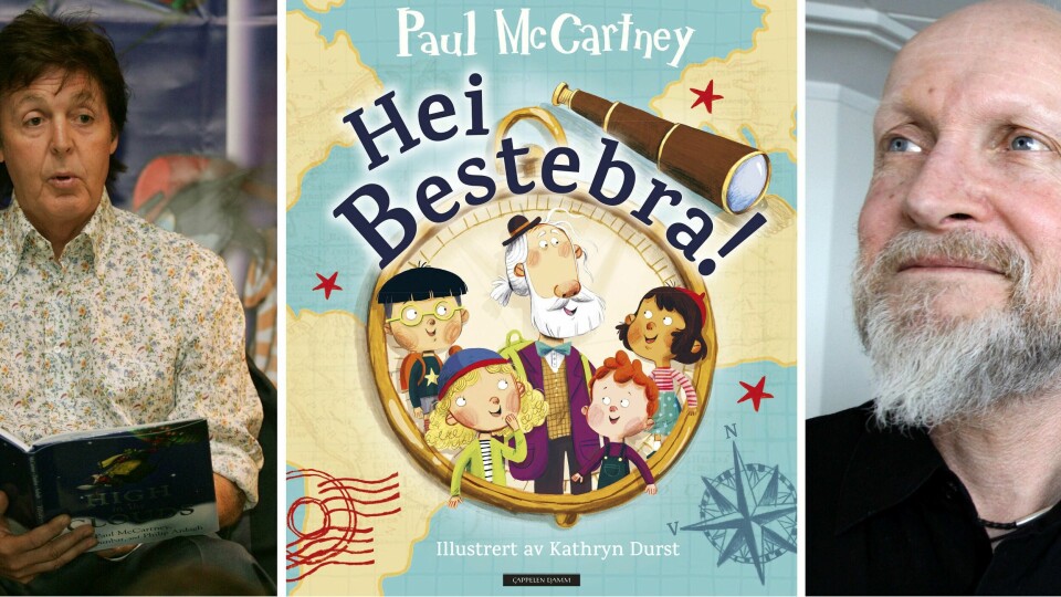 BOK: Paul McCartney (til venstre) har skrevet ei bok for barn. Lars Saabye Christensen har oversatt den til norsk.