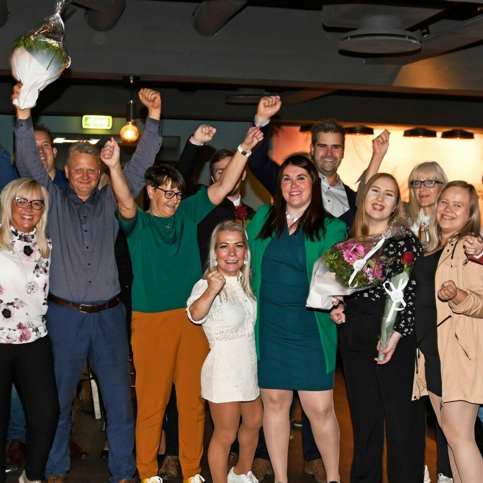 TROMSØ: Senterpartiet fikk mer støtte i år enn i 2015. Her jubler folk fra partiet i Tromsø.