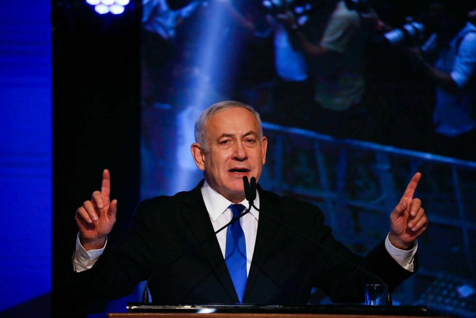 TALTE: Israels statsminister Benjamin Netanyahu talte på partiets valgvake natt til onsdag.