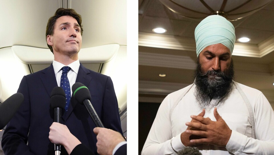 STATSMINISTER: Justin Trudeau er statsminister i Canada. Han får kritikk for et gammelt bilde (til høyre).