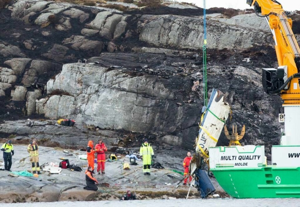 ULYKKE: 13 mennesker døde fredag. Helikopteret av typen Super Puma styrtet. Det var på vei fra oljeplattformen Gullfaks til flyplassen i Bergen i Hordaland. Stedet på bildet heter Turøy.
