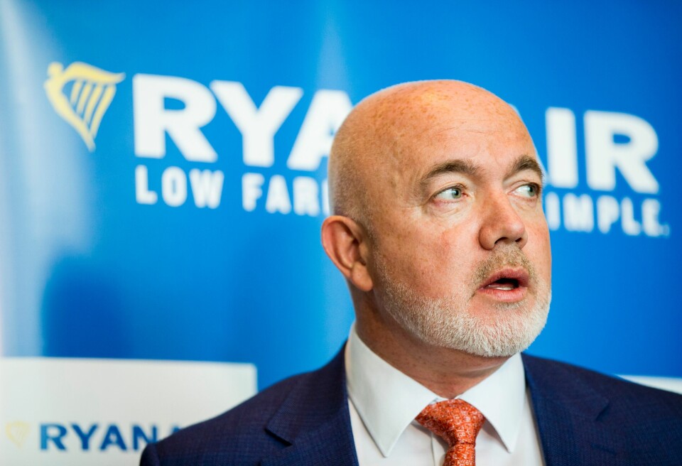 TRIST: – Vi må legge ned vår base på Rygge, sier David O'Brien. Han er kommersiell direktør i Ryanair. Bildet viser David O'Brien. Han er kommersiell direktør i Ryanair.