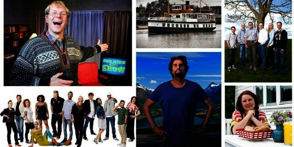 TV: Her er noen av programmene som kommer på TV i høst. Øverst fra venstre: «Asbjørn Brekke Show», «Telemarks-kanalen minutt for minutt» og «Jakten på kjærligheten». Nederst fra venstre: «Stjernekamp», «Landsfareren» og «Forbindelser».