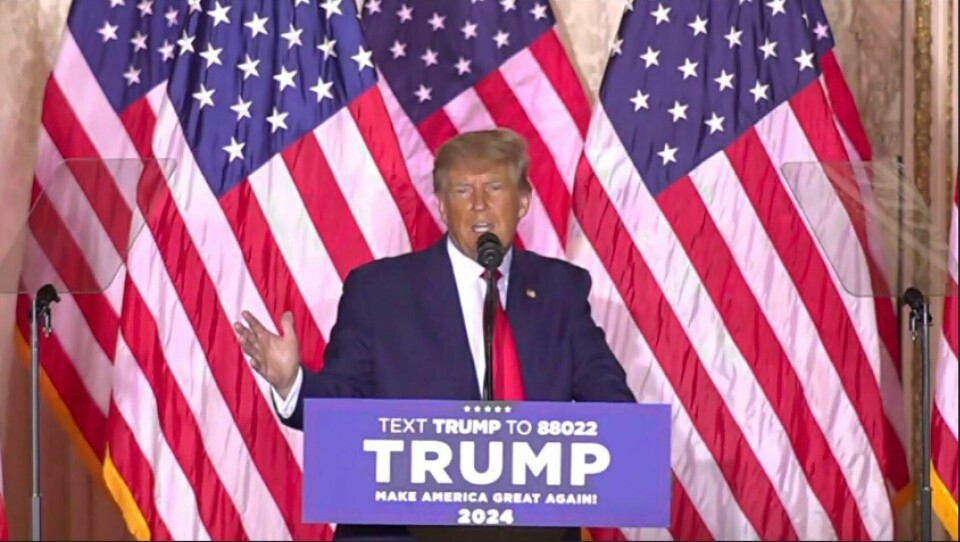 KLAR: Donald Trump vil prøve å bli president igjen, sa han natt til onsdag. Tidligere president Donald Trump kunngjorde natt til onsdag norsk tid at han vil stille som presidentkandidat for tredje gang. Foto: AP / NTB