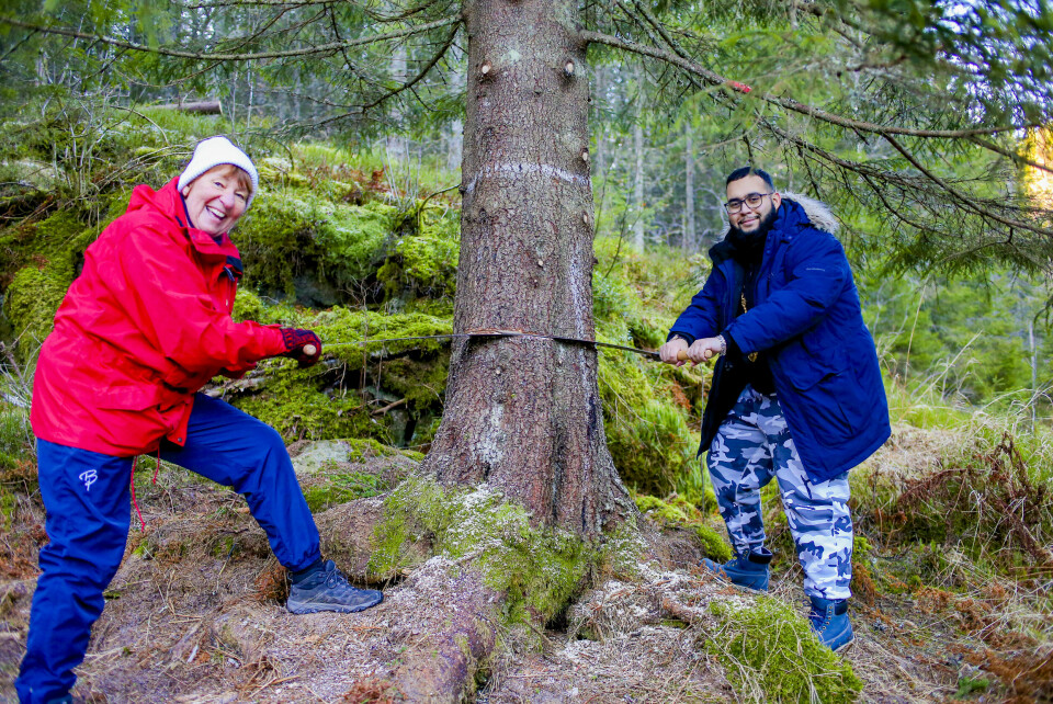 JULETRE: Oslo-ordfører Marianne Borgen og borgermester for Westminster Hamza Taouzzale. Oslo-ordfører Marianne Borgen sammen med London-bydelen Westminsters borgermester Hamza Taouzzale. Foto: Christoffer Andersen / NTB