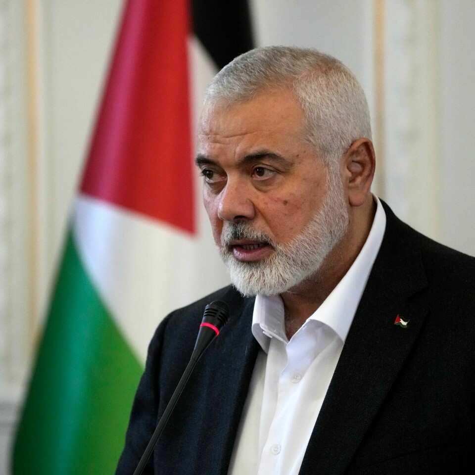 LEDER: Ismail Haniyeh er Hamas-bevegelsens politiske leder. Tre av sønnene hans ble drept i et israelsk angrep onsdag. Bildet viser Hamas-bevegelsens politiske leder Ismail Haniyeh. Foto: AP / NTB