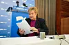 Bilde av Erna Solberg på møte i Høyre. Foto: Beate Oma Dahle / NTB