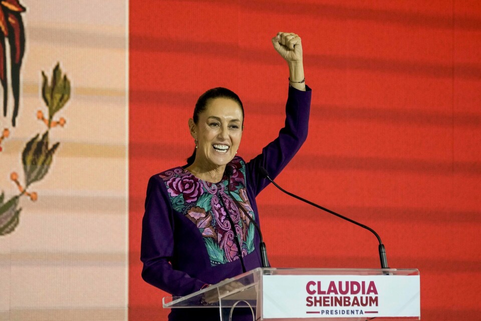 MEXICO: Claudia Sheinbaum taler til sine tilhengere etter at det ble kjent at hun vant valget. Bildet viser Claudia Sheinbaum som taler til sine tilhengere, etter at seieren i presidentvalget var et faktum.