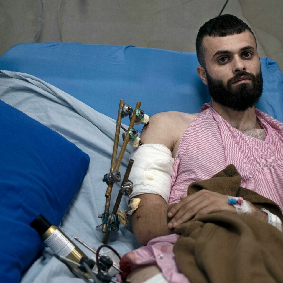 PALESTINER: Mujahid Abadi på sykehuset i den palestinske byen Jenin. Bildet viser Mujahid Abadi i en sykehus. Han ble innlagt på Ibn Sina-sykehuset i den palestinske byen Jenin på den okkuperte Vestbredden.
