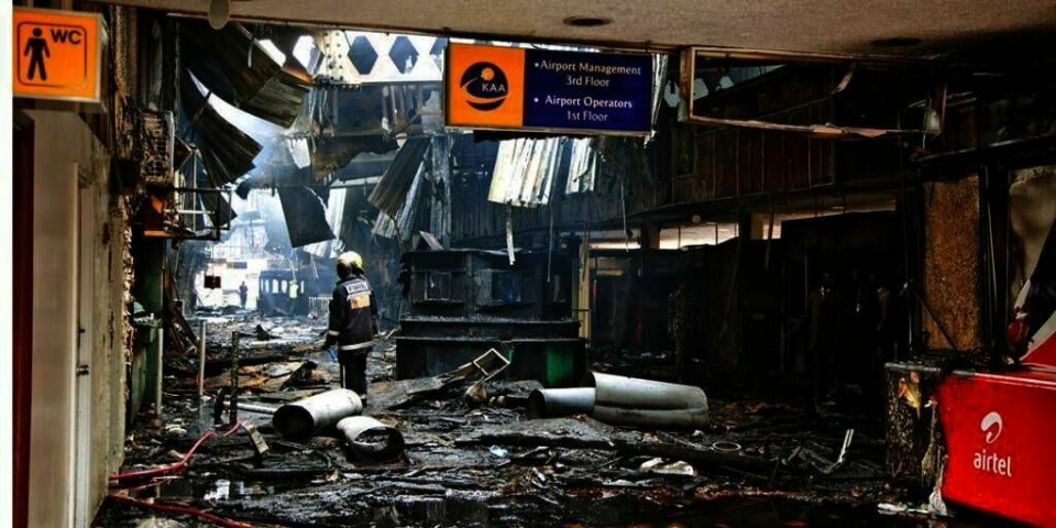 NEDBRENT: Den internasjonale terminalen på flyplassen i Nairobi er helt ødelagt etter brannen.