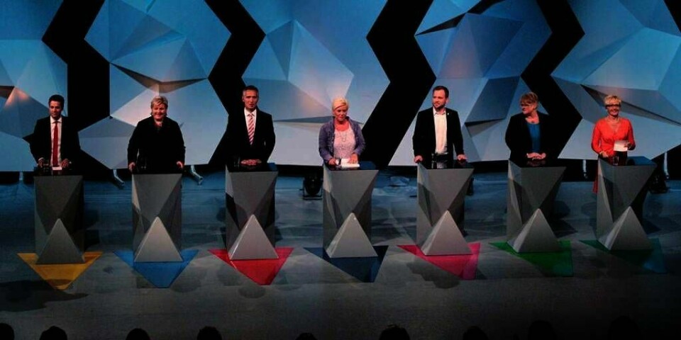 PARTILEDERDEBATT: De sju partilederne møttes til debatt i Arendal mandag. Ekspertene mener Jens Stoltenberg svarte best.