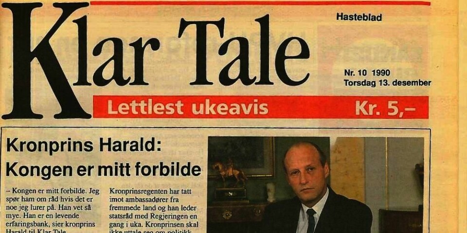 1990:  Klar Tale fikk et intervju med kronprins Harald i 1900.