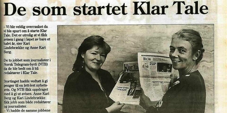 FØRST: Kari Lindebrække og Anne Kari Berg var de første redaktørene i Klar Tale.
