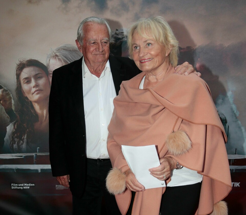 FILMPREMIERE: Toppen Bech og mannen Håkon Langballe på den røde løperen i 2016. Toppen Bech