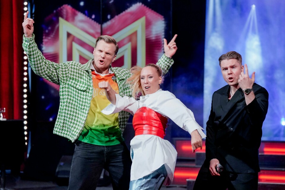 Oslo 20240105. Mathilde SPZ, Chris Archer og Slam Dunk deltar med låta «Woman Show». Bildet viser Mathilde SPZ, Chris Archer og Slam Dunk.