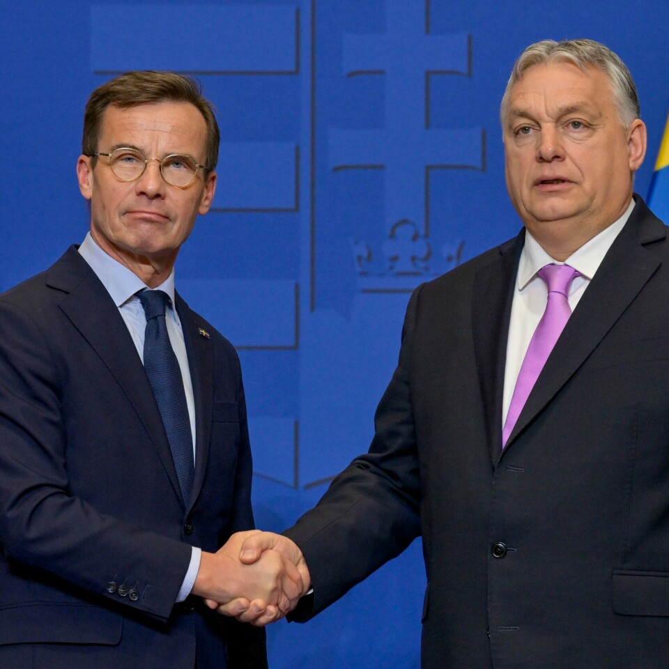 NATO: Sveriges statminister Ulf Kristersson med Viktor Orban. Orban er statsminister i Ungarn. Ungarn er det siste landet i Nato som ikke har godkjent at svenskene skal slippe inn. Her fra forrige uke, da Sveriges statsminister Ulf Kristersson besøkte Viktor Orban i Ungarn.