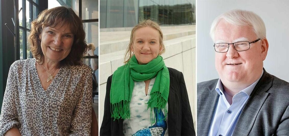 TILPASSET: Klar Tale passer til lesere med ulike behov. Det forteller Marianne Brodin i Afasiforbundet i Norge (til venstre), Caroline Solem i Dysleksi Norge og Terje André Olsen i Norges Blindeforbund.