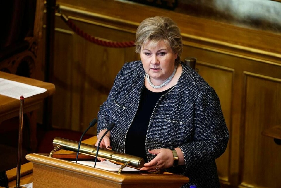 STRENGERE: Statsminister Erna Solberg fortalte Stortinget om enda strengere regler for smittevern torsdag.