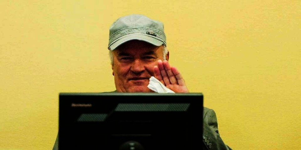 Ratko Mladic i retten i Haag mandag.