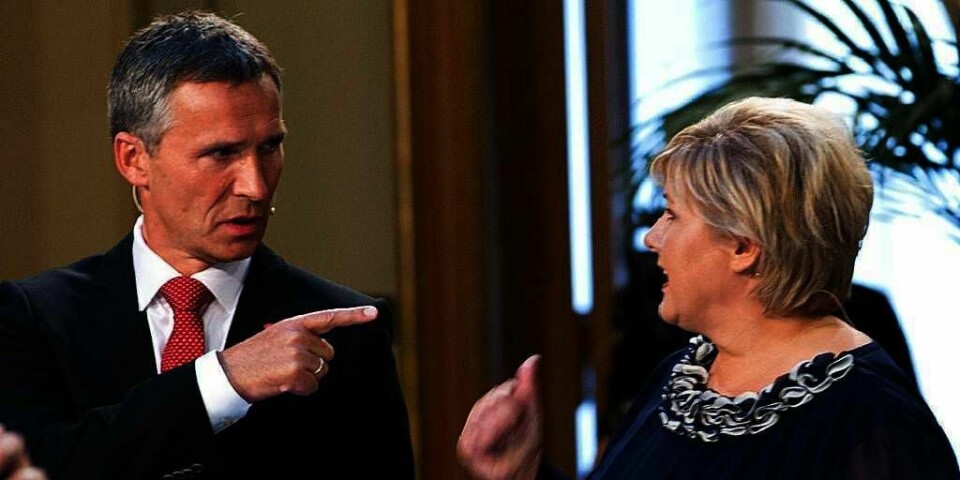 ULIKT: Statsminister Jens Stoltenberg i Arbeiderpartiet (Ap) er populær blant kvinner. De stemmer helst på partiene på venstresiden. Menn støtter helst Høyres leder Erna Solberg og Fremskrittspartiet.
