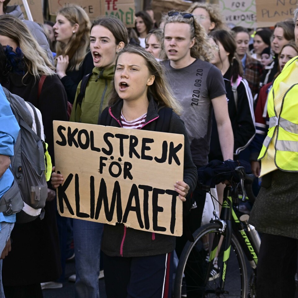 FERDIG: Greta Thunberg er ferdig med skolestreiken. Bildet viser Greta Thunberg i en demonstrasjon.