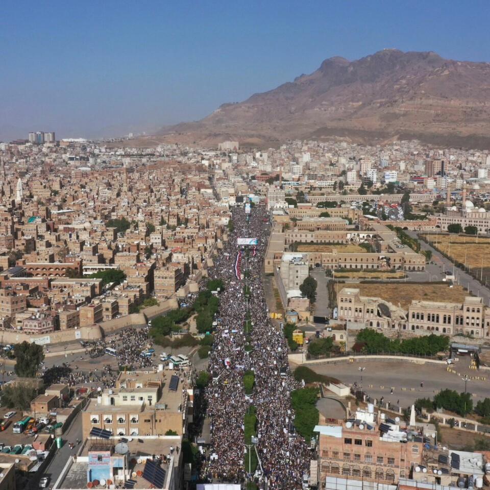 VÅPENHVILE: Det er våpenhvile i Jemen. Det første flyet på seks år har lettet fra flyplassen i hovedstaden Sana. Bildet er et oversiktsbilde over Jemen. Det er våpenhvile i Jemen. Det første flyet på seks år har lettet fra flyplassen i hovedstaden Sana.