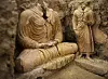Buddha-statuer i et tempel i Mes Aynak-dalen. Bildet er tatt i 2010. Foto: Dusan Vranic / AP / NTB
