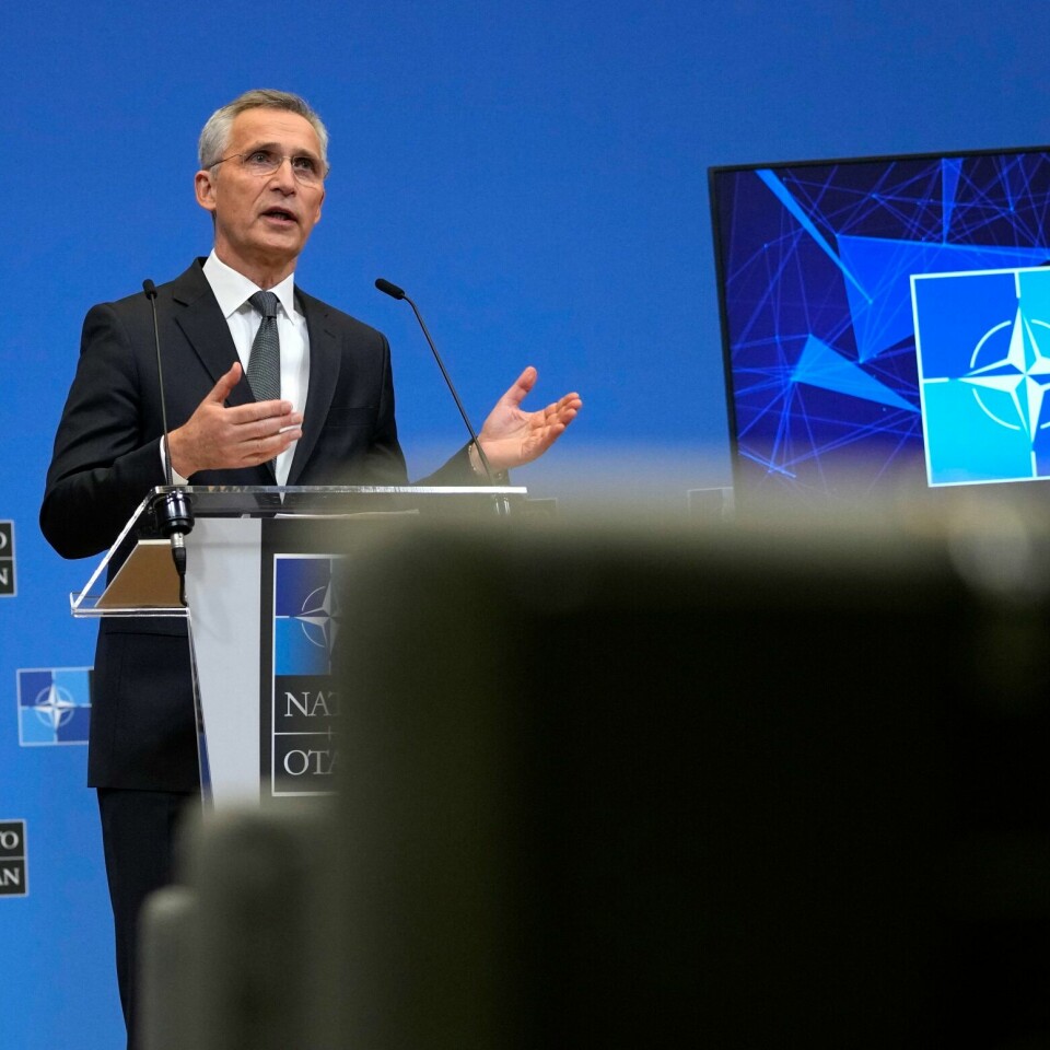 FORSVAR: Nato-sjef Jens Stoltenberg. Natos generalsekretær Jens Stoltenberg skal under besøket ha møter med Estlands statsminister Kaja Kallas og EU-kommisjonens leder Ursula von der Leyen. Foto: Virginia Mayo / AP / NTB
