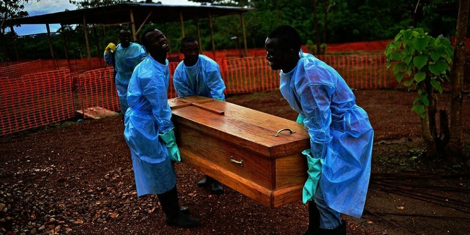 DØD: Over 1.000 mennesker er døde av viruset ebola i Afrika. Verdens helse-organisasjon mener at det virkelige tallet er mye høyere. På bildet begraves en lege i Sierra Leone som kjempet mot viruset.