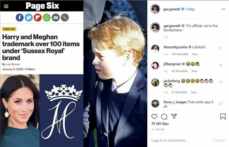 INSTAGRAM: Gary Janetti legger ut bilder av prins George og later som han kommenterer nyheter om kongefamilien. Bildet viser skjermdump av instagram-kontoen til Gary Janetti og viser bilde av prins George og later som han kommenterer nyhetssaker om kongefamilien.