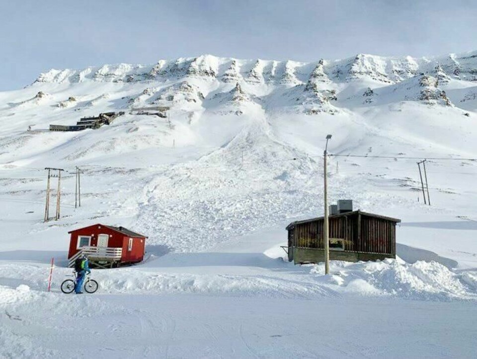 SNØSKRED: Det er stor fare for snøskred på Nybyen på Svalbard.